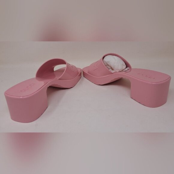 Gucci Women's Jelly Platform Sandals Slides Wild Rose Pink Rubber Size 36 / 6 US - Picture 11 of 16